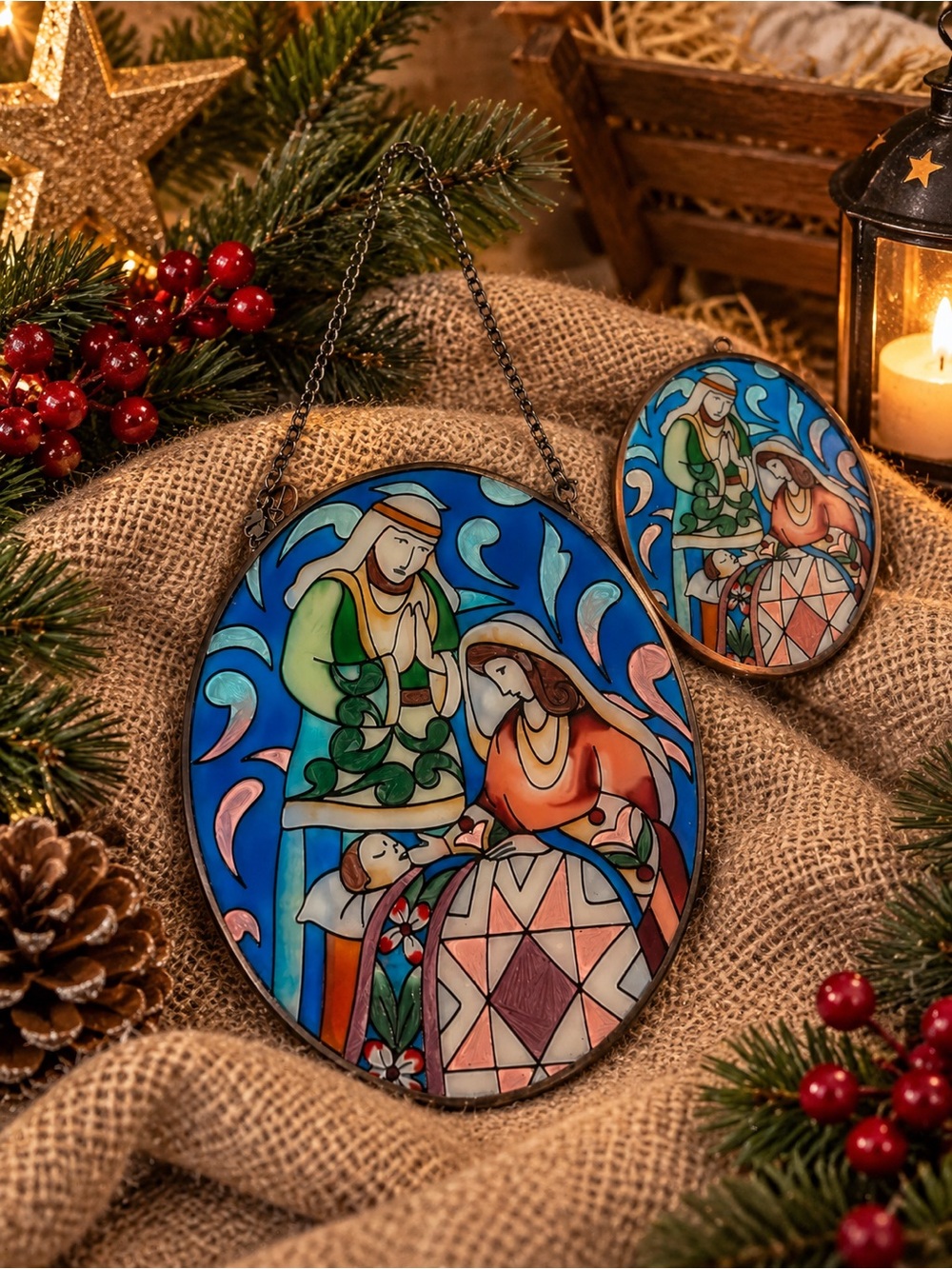 Jim Shore Nativity Sun-catcher 4014437 & Ornament Set 4014435 Retired